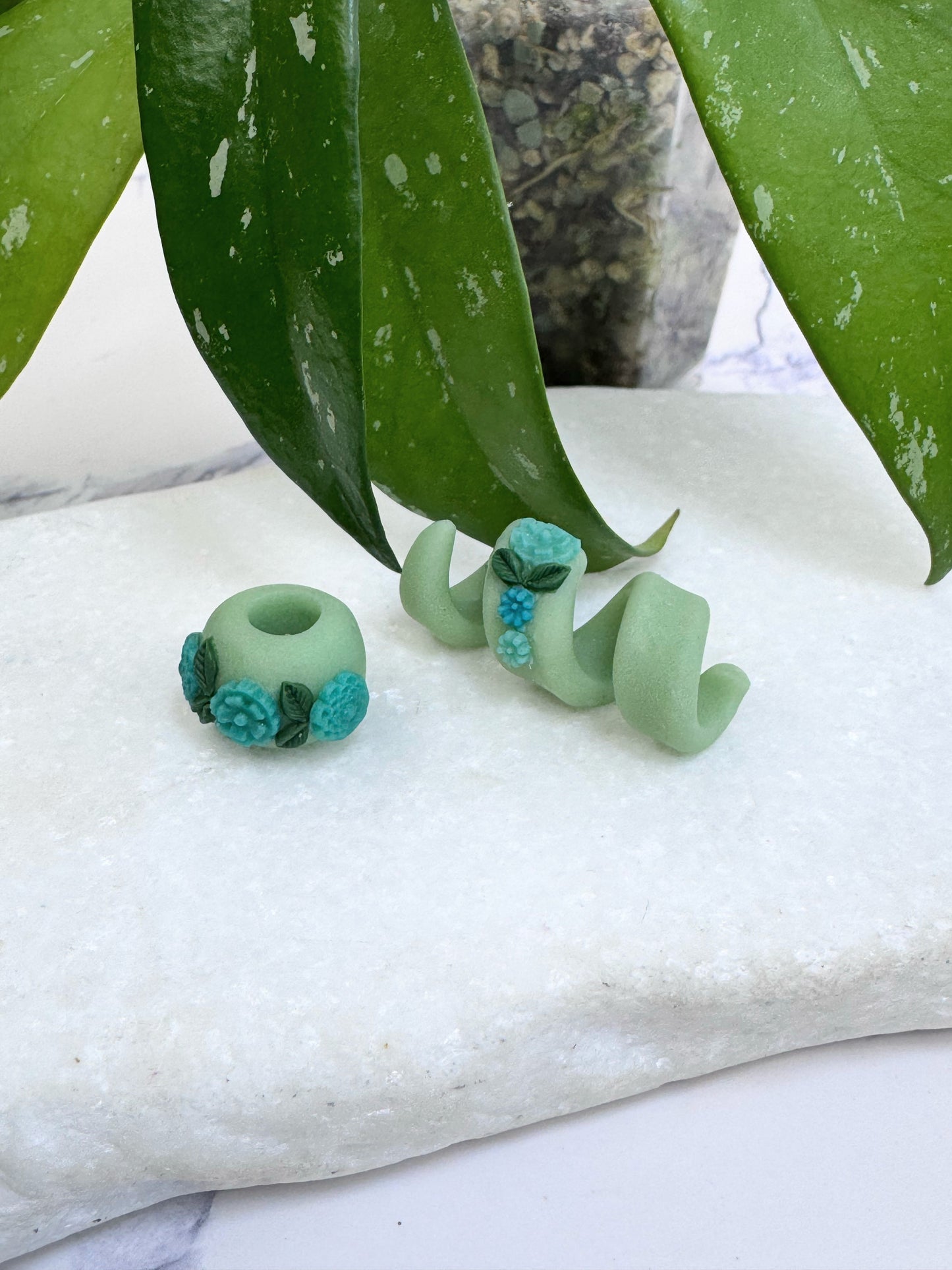 Mint Floral Clay Round