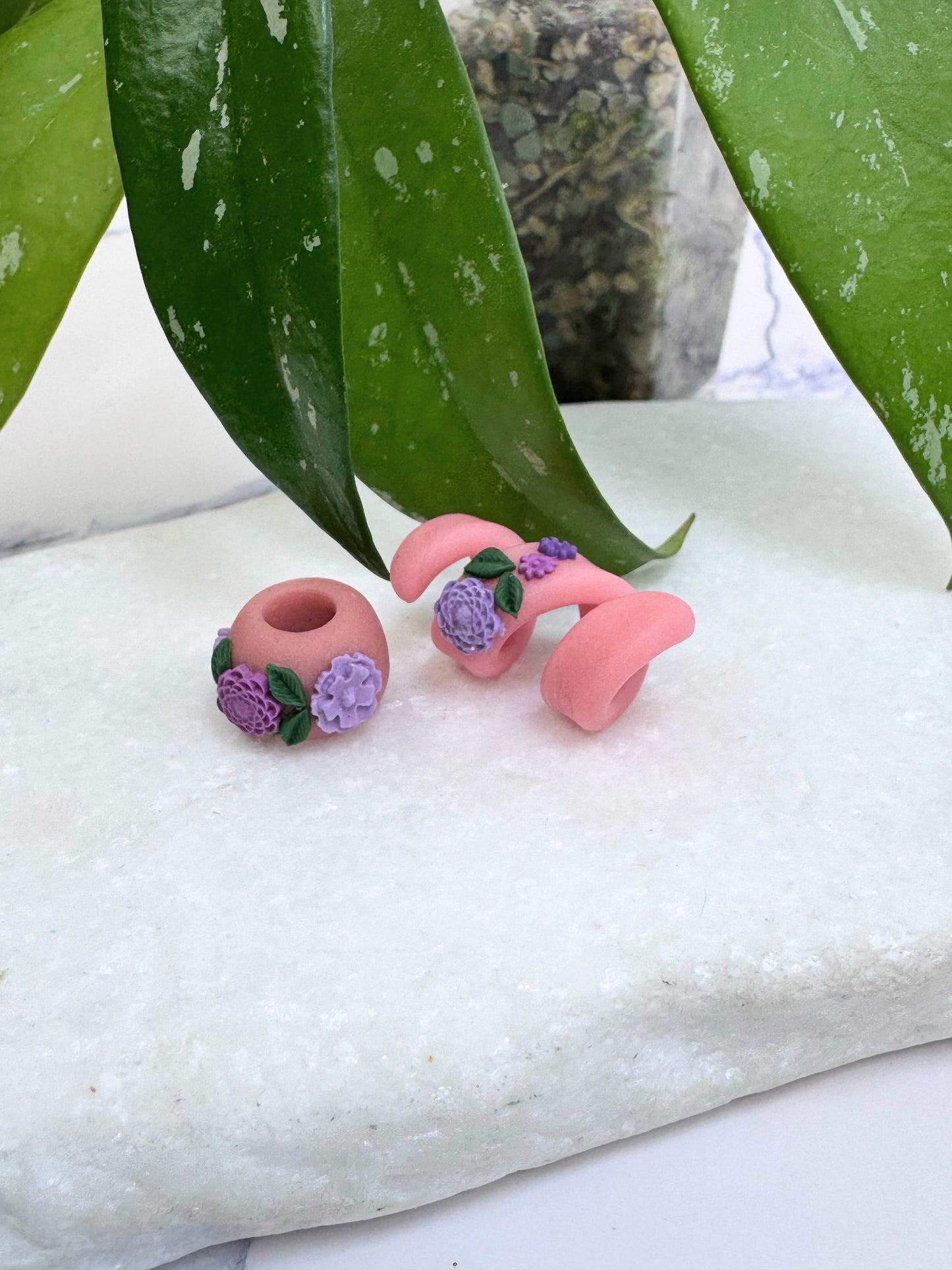 Peach Floral Clay Round