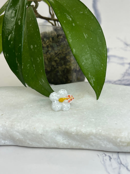 White Hibiscus Glass Loc Jewelry