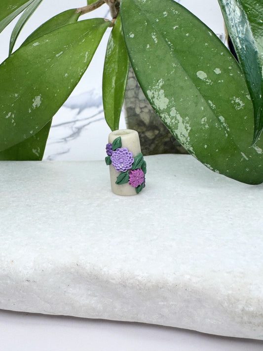 Purple Floral Glow in the Dark Clay Tube