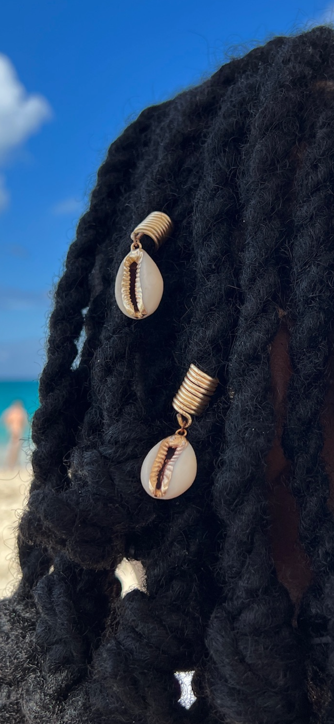 Gold Rim Cowrie Loc Jewelry