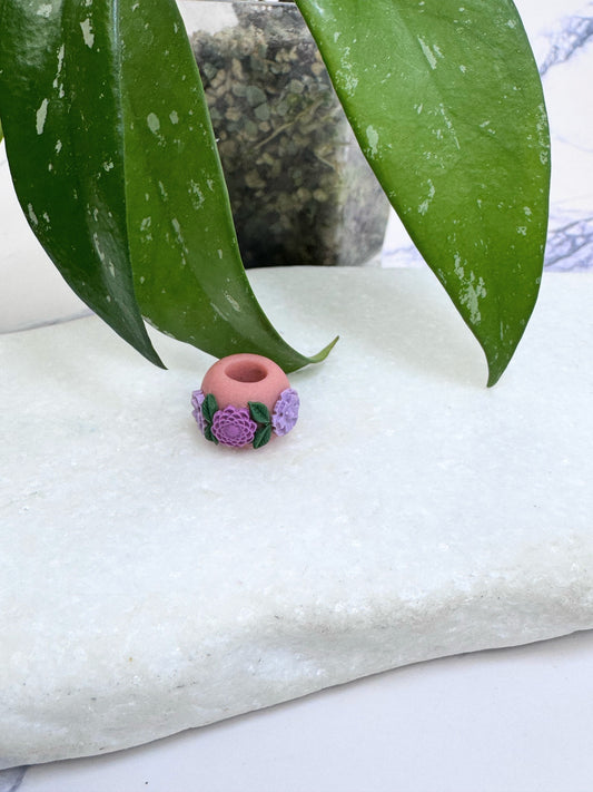 Peach Floral Clay Round