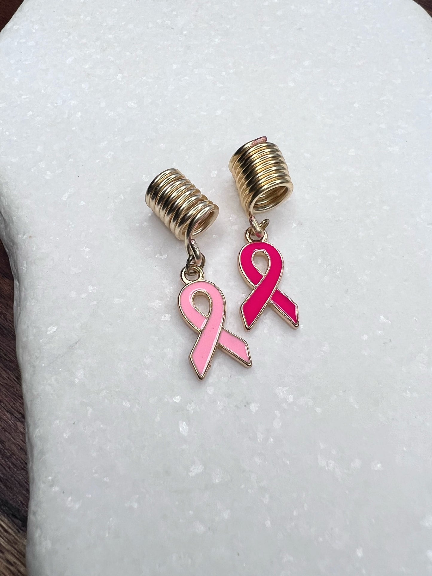Pink Ribbon Breast Cancer Awareness Loc Jewelry Duo