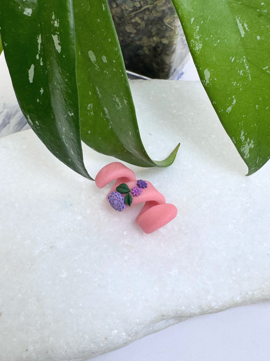 Peach Floral Clay Open Spiral