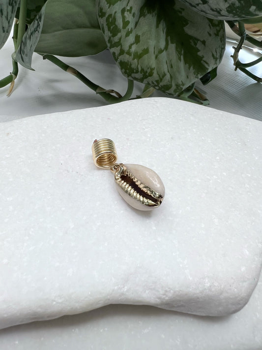 Gold Rim Cowrie Loc Jewelry