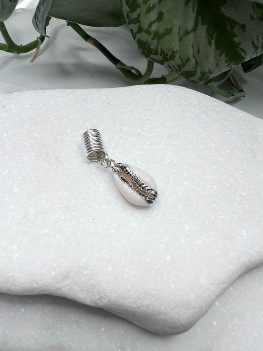 Silver Rim Cowrie Loc Jewelry