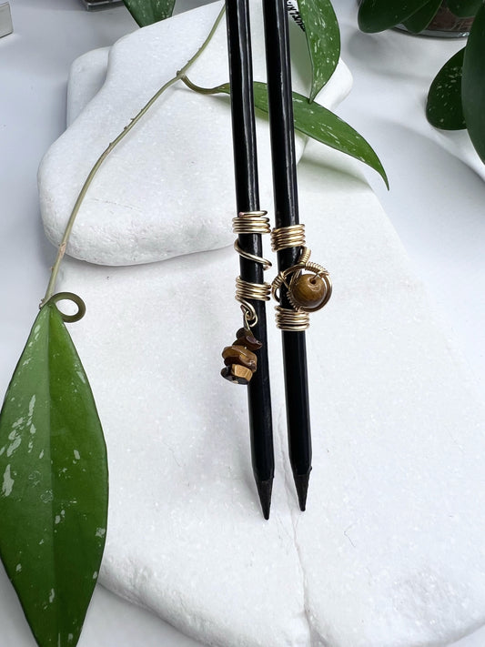 Tigers Eye Loc Jewelry Duo (0.25 opening)